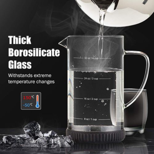  POWERLIX French Press Coffee Maker (34 oz)Coffee Press for Coffee & Loose Tea, Includes Heat Resistant Borosilicate Glass, Stainless Steel Carafe Fabulous 2 In 1 Coffee & Tea Mak
