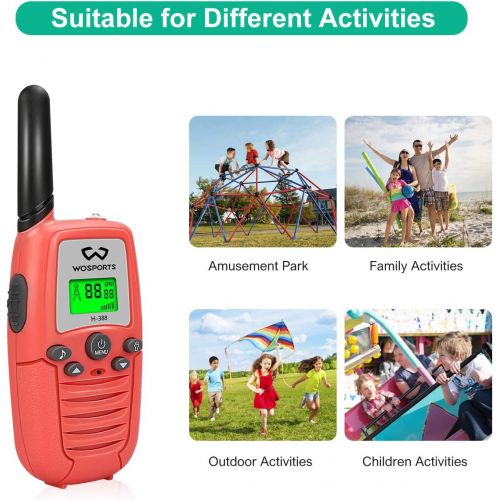  [아마존베스트]WOSPORTS Kids Walkie Talkies, 3 Pack Two Way Radios with Belt Clip, 3 KM Range Children Toy for Outdoor Adventures Game, Camping, Hiking