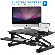 Mount-It! Electric Standing Desk Converter, Motorized Sit Stand Workstation, Ergonomic Height Adjustable Tabletop Desk, Black