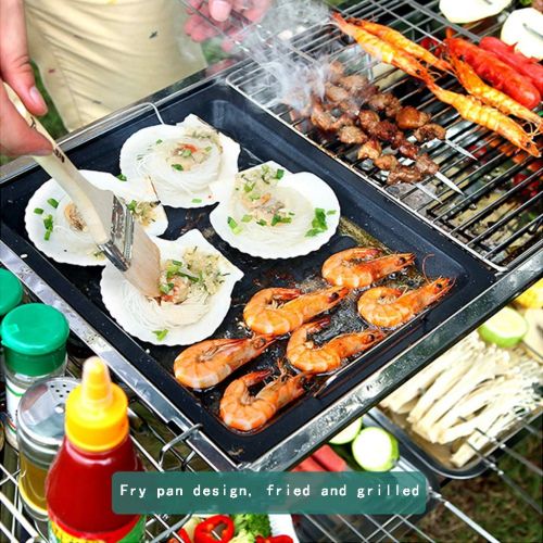  Barbecue Stainless Steel Grill Charcoal Grill Outdoor Grill for More Than 5 People Full-Feature Picnic Tools Folding Garden Grill Tool Set (Color : Silver, Size : 11033.570cm)