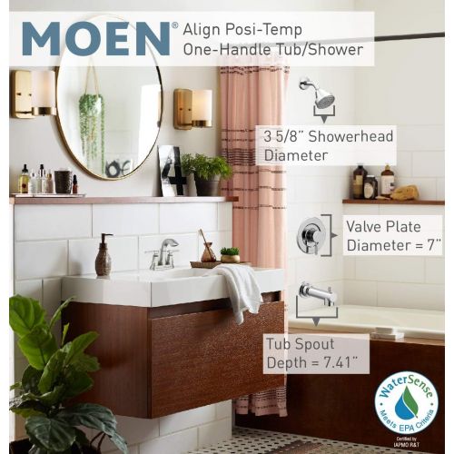  Moen T2193EP Align Posi-Temp Pressure Balancing Eco-Performance Modern Tub and Shower Trim Kit Valve Required, Chrome
