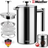 [아마존 핫딜] [아마존핫딜]Mueller Austria Mueller French Press Coffee Maker, 20% Heavier 18/10 Stainless Steel, Multi-Screen System, Rust-Free, Dishwasher Safe