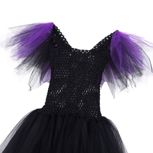  ACSUSS Kids Girls Fairy Tale PrincessTutu Dress Halloween Cosplay Costumes Fancy Dress Up Mystical Quee Witch Dress