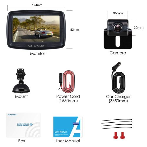  [아마존 핫딜]  [아마존핫딜]AUTO-VOX W2 NO Interference Digital Wireless Backup Camera System Kit with Built-in Transmitter, IP68 Waterproof Wireless Rear View Camera and 4.3’LCD Wireless Reversing Monitor for Trailer