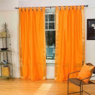 Indian Selections Pumpkin Tab Top Sheer Sari CurtainDrape  Panel - 43W x 96L - Piece