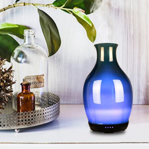  SUNPIN Essential Oil Diffuser 250ml Glass Ultrasonic Aromatherapy Oil Diffuser with 4 timer Setting Cool Mist Humidifier Waterless Auto Shut-off and 7 Color Changing LED...