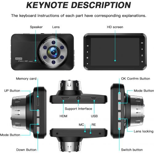  [아마존 핫딜] [아마존핫딜]Dash Cam, Amuoc 1080P FHD Dvr Car Driving Recorder 3 Inch LCD Screen 170° Wide Angle, G-Sensor, Wdr, Parking Monitor, Loop Recording, Motion Detection