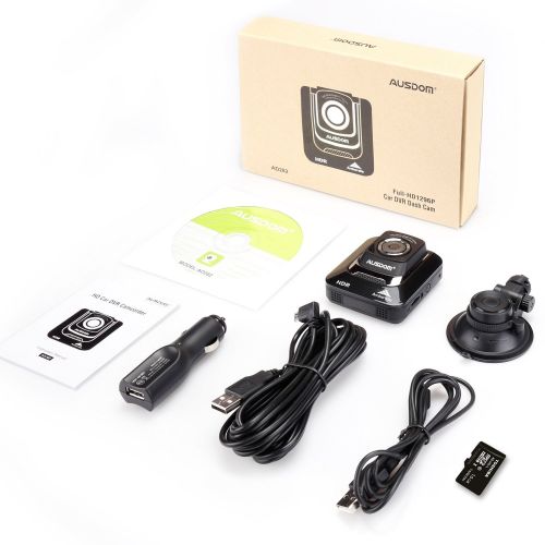  Ausdom AD282 Dash Cam, 2.4 LCD 2K Wide Angle Dashboard Camera Car Dvr with 1296 P Ambarella A7, G-Sensor, WDR, Loop Recording, Night Vision, 16 GB Card included