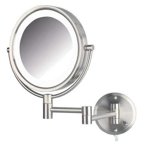  Jerdon HL88NL 8.5-Inch LED Lighted Wall Mount Makeup Mirror with 8x Magnification, Nickel Finish