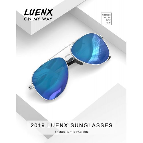  [아마존 핫딜] LUENX Aviator Sunglasses for Womens Polarized Mirror with Case - UV 400 Protection 60MM
