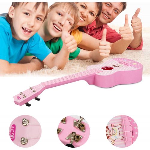  [아마존베스트]APerfectLife aPerfectLife Ukulele Guitar for Kids, 23 Inch Nylon-String Starter Classical Guitar for Beginner Children (Pink)