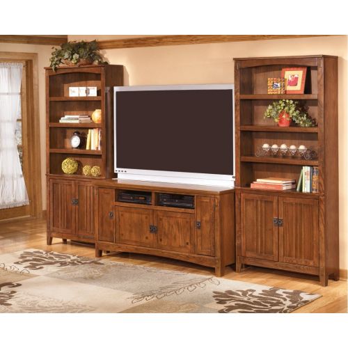  Signature Design by Ashley Ashley Furniture Signature Design - Cross Island TV Stand - 60in with 3 Cabinets and 2 Cubbies - Vintage Casual - Medium Brown
