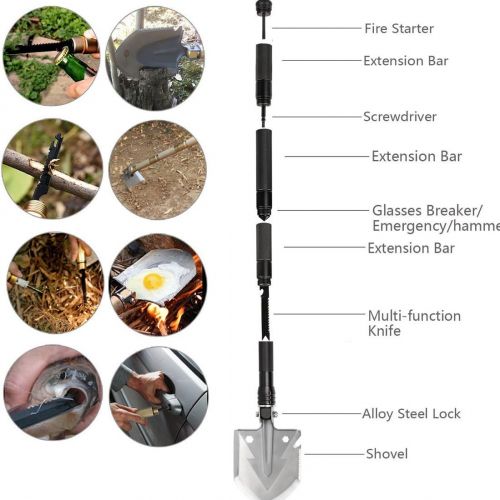  Benuoyu Bny Outdoor Military Folding Shovel-Multi Purpose Steel Spade Outdoor Survive Equipment With Carrying Pouch (Knife And Fork As Gift )