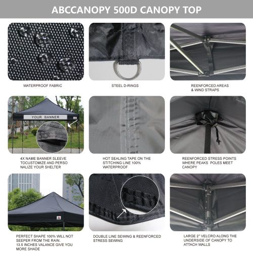  ABCCANOPY Pop-up Canopy Tent 8x8 Commercial Instant Tents Outdoor Canopies Easy to Set Up with 3 Side Walls and 1 Door Wall,Bonus Roller Bag, 4 Sandbags and Stakes(30+ Multi Colors