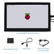 CQRobot 13.3 inch HDMI LCD with Case, Compatible for Raspberry PiBB Black, IPS Tempered Glass Capacitive Touch Screen, 1920x1080 High Resolution, Supports RaspbianUbuntuWIN10 IO