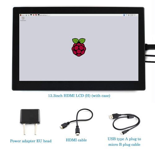 CQRobot 13.3 inch HDMI LCD with Case, Compatible for Raspberry PiBB Black, IPS Tempered Glass Capacitive Touch Screen, 1920x1080 High Resolution, Supports RaspbianUbuntuWIN10 IO