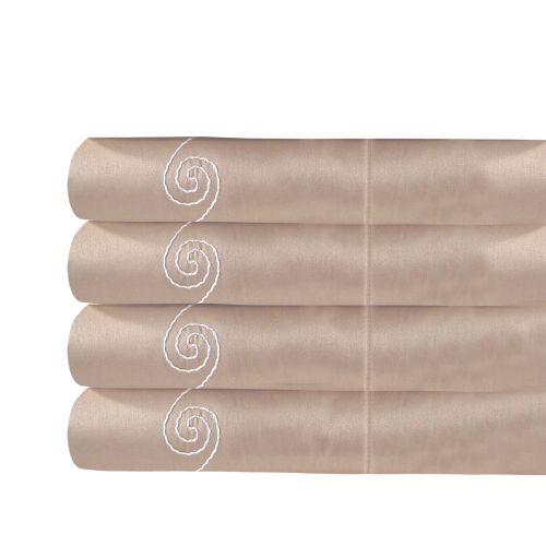  Veratex The Swirl Collection Contemporary Style 100% Egyptian Cotton Sateen 500 Thread Count Swirl Bed Sheet Set, Full, Taupe