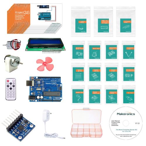  Makeronics Uno R3 Complete Starter Kit with Tutorial for Arduino Education with 36 Projects