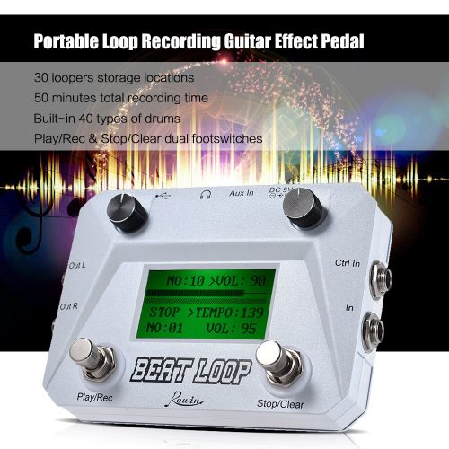  Ammoon ammoon Rowin BEAT LOOP Loop Recording Guitar Effect Pedal Looper Max. 50min Recording Time Built-in 40 Drum Sounds with Pedal Footswitch Jack LCD Display USB Cable