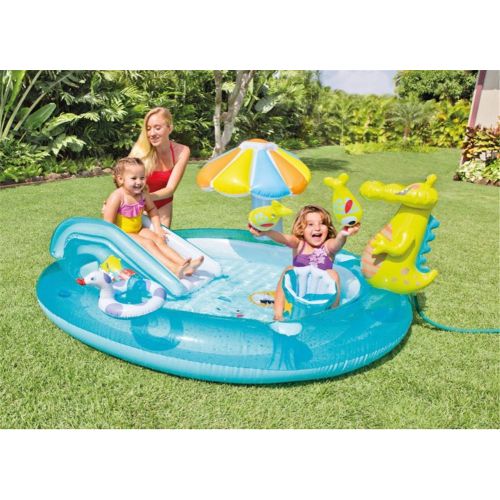 인플레터블 Gator Play Center Inflatable Kiddie Spray Wading Swimming Pool Baby Outdoor Water Play Sprinklers Sand Pool Marine Ball Pool