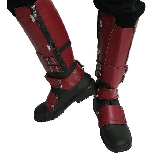  Xcoser Dead Cosplay Shoes Deluxe PU Side Zipper Covers Knee High Halloween Costume Boots