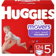 [아마존베스트]Huggies Little Movers Diapers, Size 5 (27+ lb.), 124 Ct, Economy Plus Pack (Packaging May Vary)