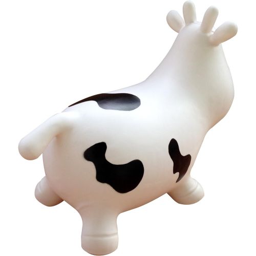  [아마존베스트]AppleRound White Cow Bouncer with Hand Pump, Inflatable Space Hopper, Ride-on Bouncy Animal