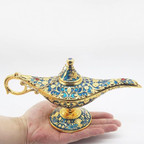  AVESON Classic Vintage Aladdin Magic Genie Costume Lamp Home Table Decoration & Gift, Golden Blue