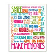 The Kids Room by Stupell Smile Make Memories Rainbow Rectangle Wall Plaque, 11 x 0.5 x 15, Proudly Made in USA