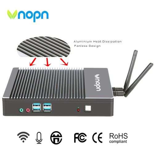  VNOPN Mini PC Small Computers Fanless Industrial Office Personal Desktop Computer with Aluminum Case Intel Core i3 6100U Dual Core 150Mbps WiFi 1000Mbps LAN, Support Linux Windows 7810