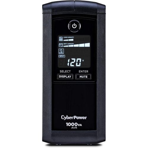  CyberPower CP1000AVRLCD Intelligent LCD UPS System, 1000VA600W, 9 Outlets, AVR, Mini-Tower