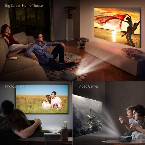  APEMAN Projector Upgraded Mini Portable Projector 2200 Lumens LED Full HD Video Home Theater Supports 1080p HDMIVGAUSBSD CardAV Input Remote Control Video Game Chromecast for F