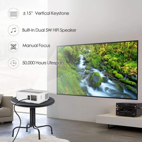  EUG HD Projector Wireless Bluetooth LED LCD 3600 Lumen Wxga Home Entertainment Projector Android 6.0 Multimedia Smart TV Proyector with HDMI VGA USB Ypbpr RCA Audio Indoor Outdoor Thea