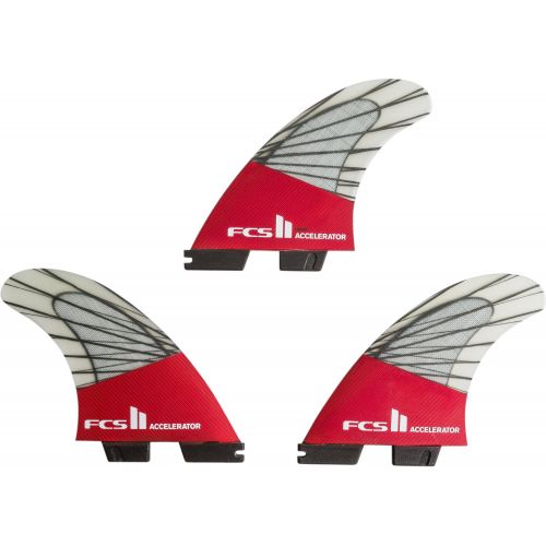  New FCS II Accelerator Performance Core Carbon Tri Fin Set - Red Mood