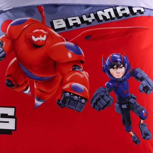  Casa 100% Cotton Kids Bedding Set Boys Big Hero 6 Baymax Duvet Cover and Pillow Cases and Fitted Sheet,4 Pieces,Queen