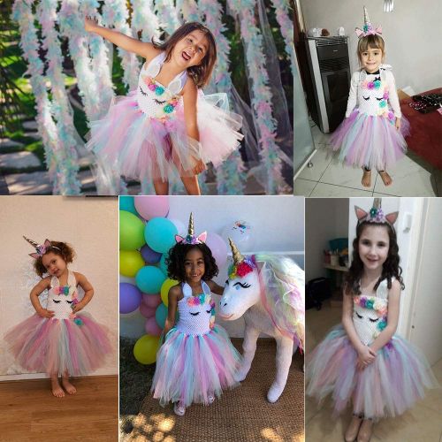  AQTOPS Unicorn Dress Costume for Girls Birthday Halloween Rainbow Tutu Dresses Outfits