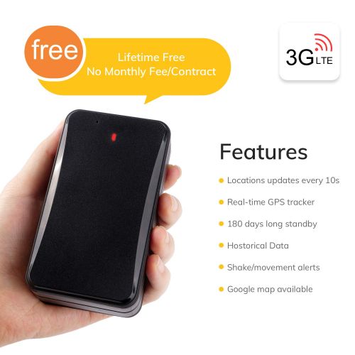  Hidden GPS Tracker Lifetime Free, Famisafe 10000mAh 3G Real Time Car GPS Tracker for Personal Vehicles with IP65 Waterproof Magnetic Case, 180 Days Long Standby LBS Positioning Fuc