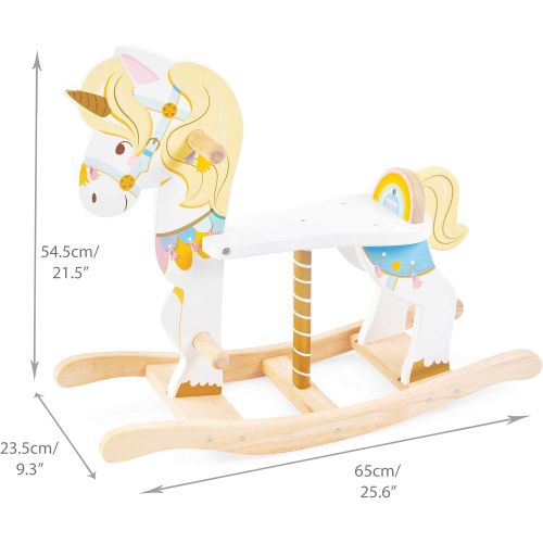  Le Toy Van - Petilou Wooden Multi-Sensory Colourful Wooden Pastel Rocking Unicorn Carousel Toy For Toddlers | Unisex Rocking Horse - Suitable For 1 Year Old +