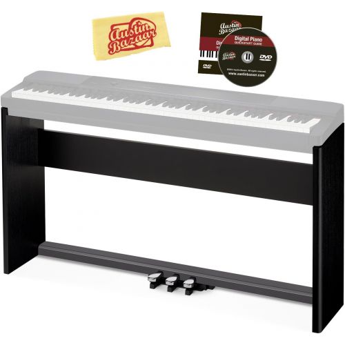 카시오 Casio CS-67 Digital Piano Stand - Black Bundle with Casio SP-33 Pedal System, Austin Bazaar Instructional DVD, and Polishing Cloth