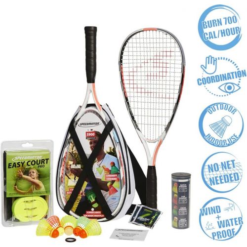  Speedminton S900 Set - Original speed badminton  crossminton Professional set with 2 carbon rackets incl. 5 Speeder, playing field, bag
