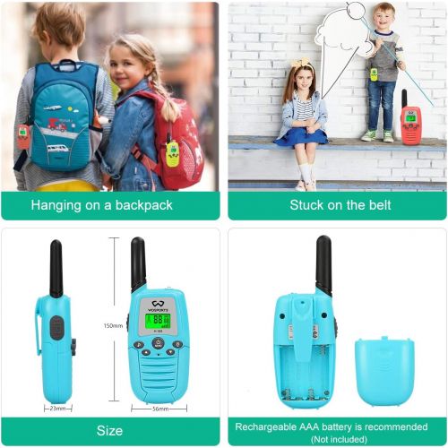  [아마존베스트]WOSPORTS Kids Walkie Talkies, 3 Pack Two Way Radios with Belt Clip, 3 KM Range Children Toy for Outdoor Adventures Game, Camping, Hiking