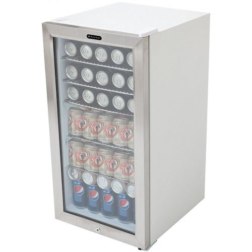  Whynter BR-128WS Lock, 120 Can Capacity, Stainless Steel Beverage Refrigerator, White
