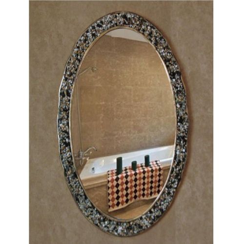  MQ&YH European Mirror Oval Wall Mirror Mediterranean Mirror Stone Decorative Mirror Bathroom Bathroom Mirror Pure Handmade Frame 44 64 3cm Mirror 33 53cm?OY-614?