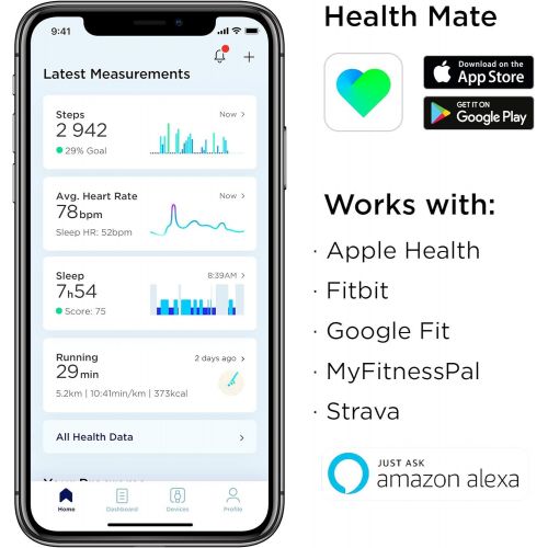  Withings  Nokia | Steel HR Hybrid Smartwatch - Activity Tracker, Heart Rate Monitor, Sleep Monitor, Water Resistant Smart Watch with Connected GPS and 25-day battery life