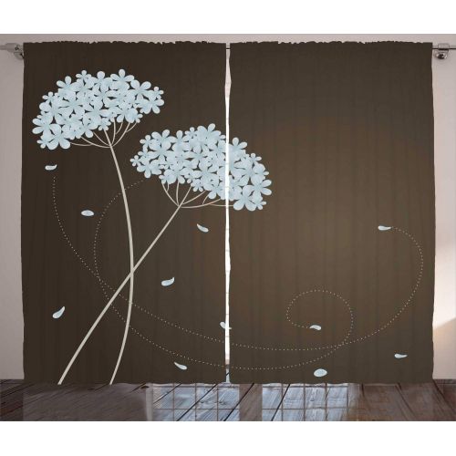  House Decor Curtains 2 Panel Set by Ambesonne, Cherry Blossoming Falling Petals Flowers Springtime Park Simple Illustration Print, Living Room Bedroom Decor, 108 W X 90 L Inches, P