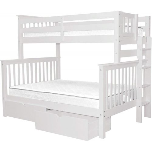  Bedz King Bunk Beds Twin over Full Mission Style with End Ladder and 2 Under Bed Drawers, Cappuccino