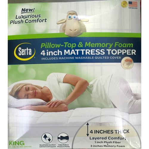  Serta 4 Pillow-Top and Memory Foam Mattress Topper, King