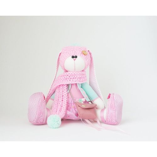  ZuzuHappyToys Easter bunny toy, Fabric doll 14.5 inch for girl, rabbit plush