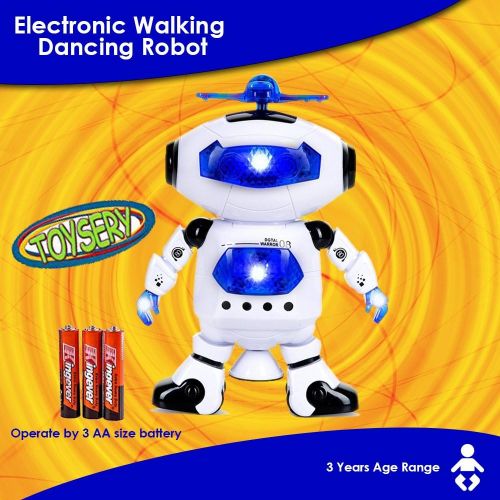  [아마존베스트]Toysery Electronic Walking Dancing Robot Toys for Kids - Little Robot with Music, LED Lights for 3 Year olds and Above- Battery Operated Robot Toy for Birthday Gift, Christmas, Eas