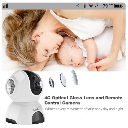  BABLE Bable Baby Monitor with Camera, 5 Inch 720P Video Baby Monitor with Infrared Night Vision Camera, Remote ControlPan 360˚ & Tilt 90˚ Temperature MonitorTwo-Way TalkSound AlarmU